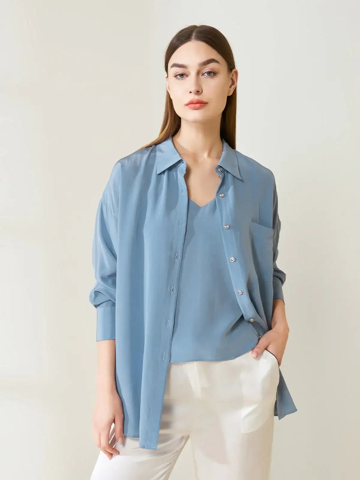 Versatile silk crepe de chine shirt - JANCESILK