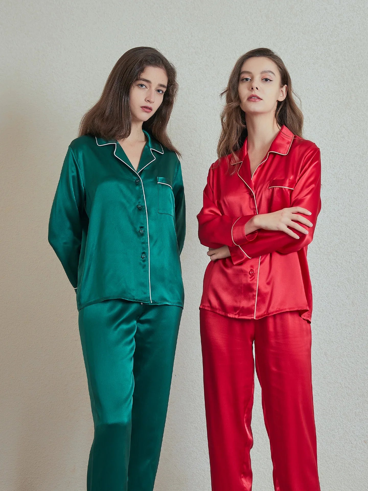 19 Momme Classic Silk Long Sleeve Long Pants Pajama Set