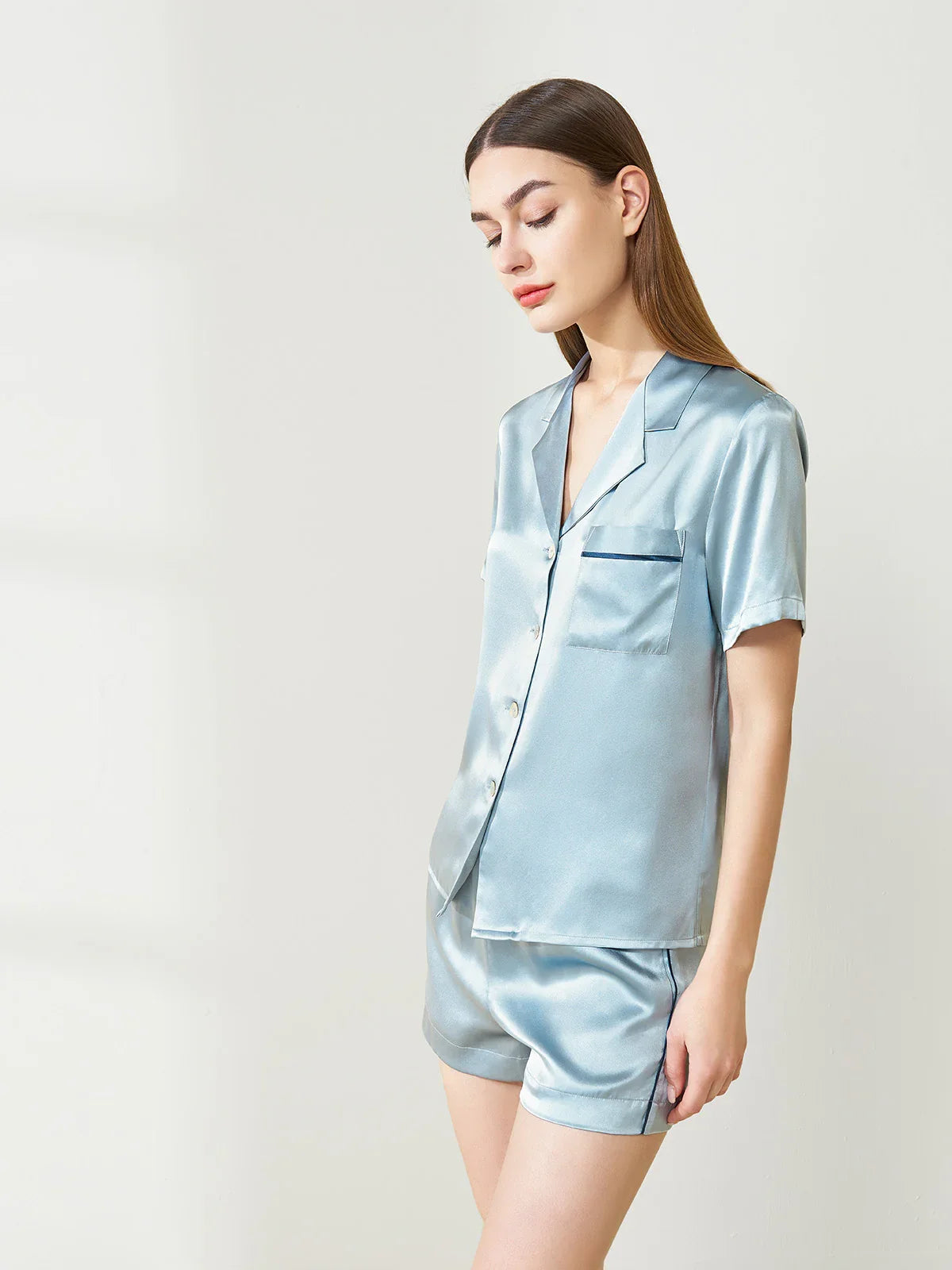 Casual Short-sleeved Shorts Silk Suit - JANCESILK