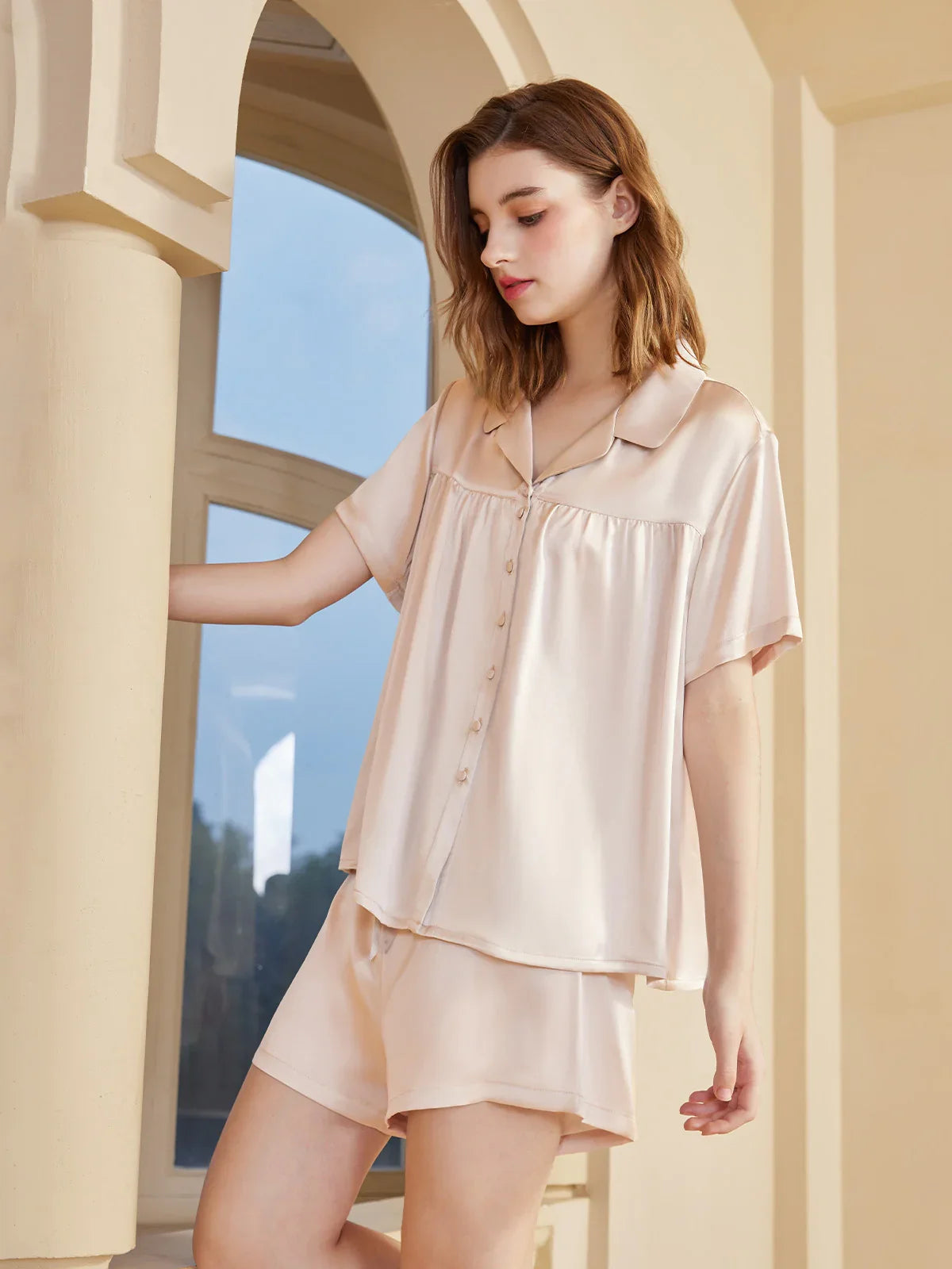 Silk Short-sleeved Shorts Suit - JANCESILK