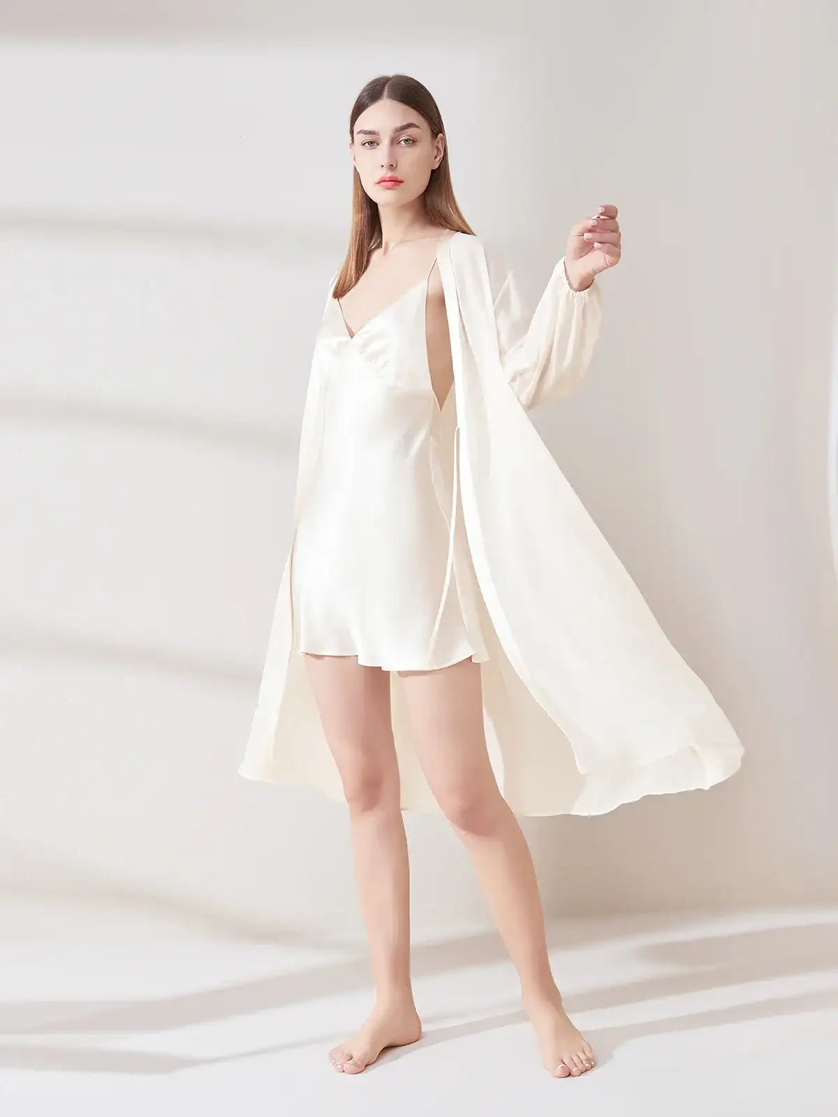 Georgette Nightgown Suspender Set - JANCESILK