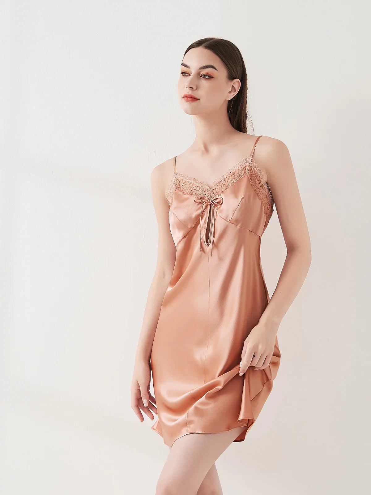 Lace Bow Smart Suspender Skirt - JANCESILK