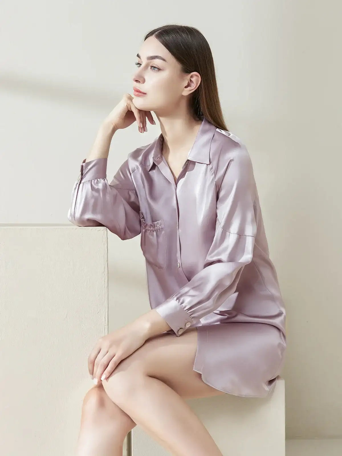 Pleated shirt dress - JANCESILK