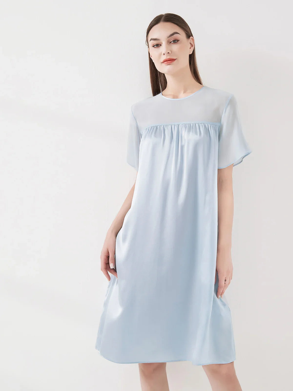 Georgette Stitching Elegant Nightdress - JANCESILK