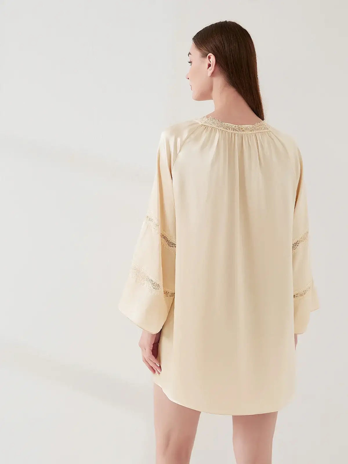 Lace pleated nightdress - JANCESILK