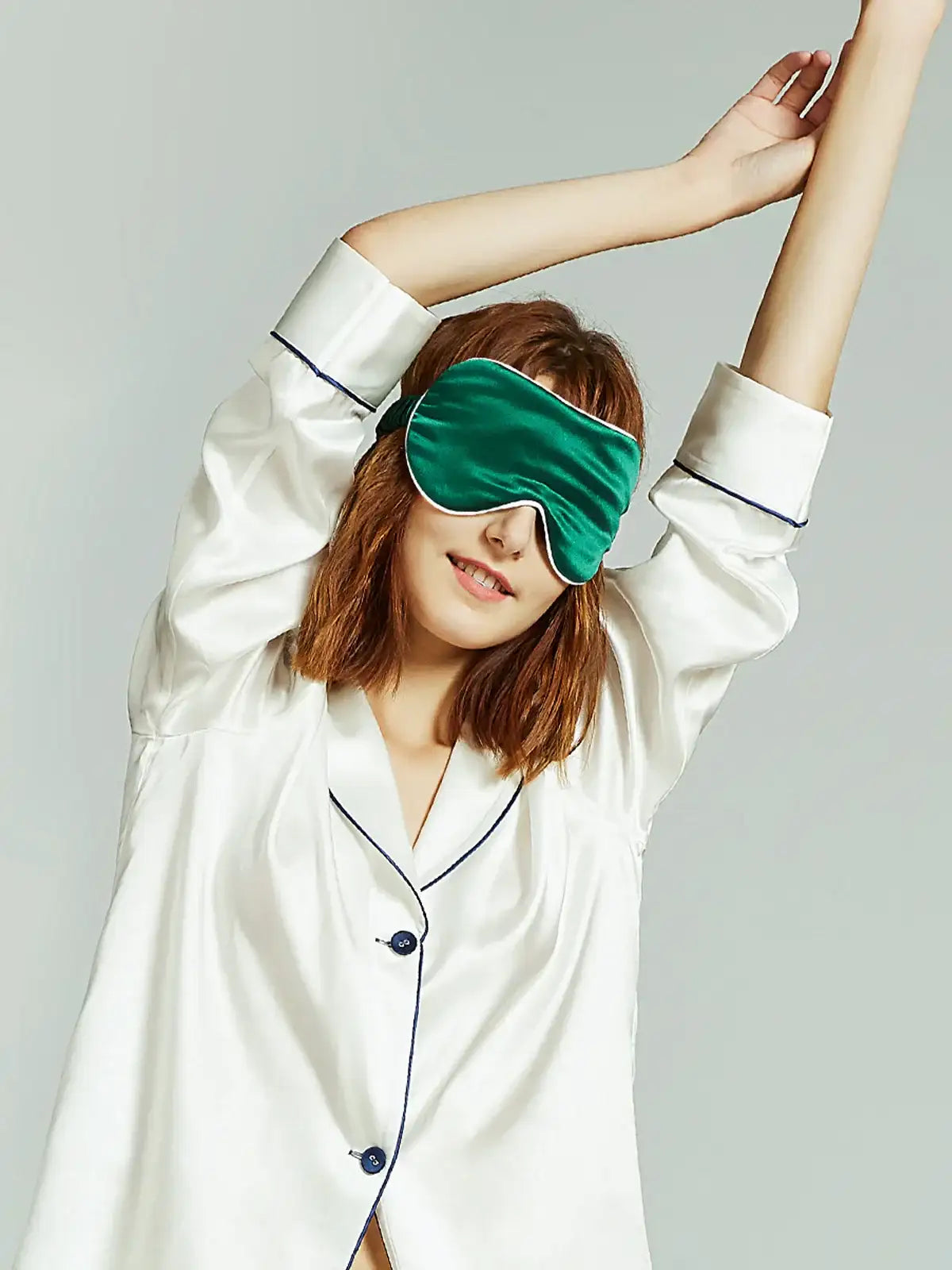 White edge silk eye mask - JANCESILK