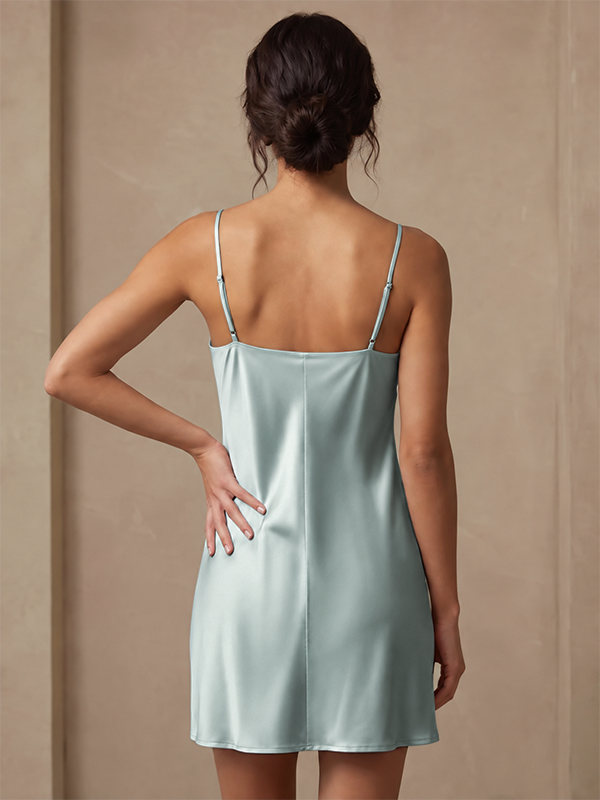 Sexy Swing Neck Suspender Dress#color_Mint Green