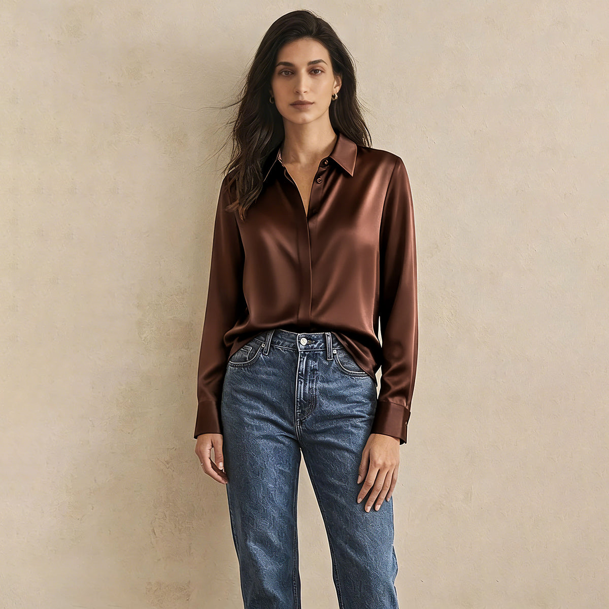 Versatile Elegance Stretch Silk Blouse