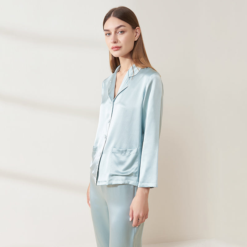 Heavyweight long-sleeved and long-pants silk suit