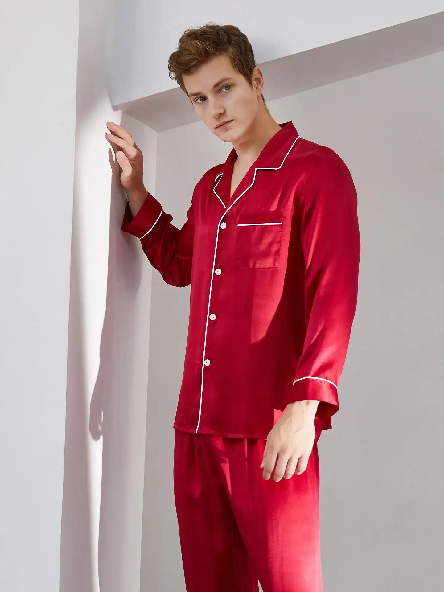 30 Momme Men's Heavyweight Long Sleeve Pants Set - JANCESILK