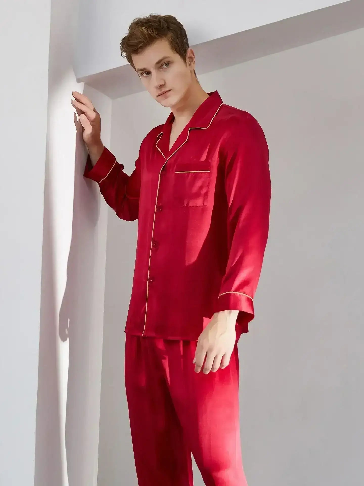 22 Momme Men's Heavy Long Sleeve Pants Suit - JANCESILK