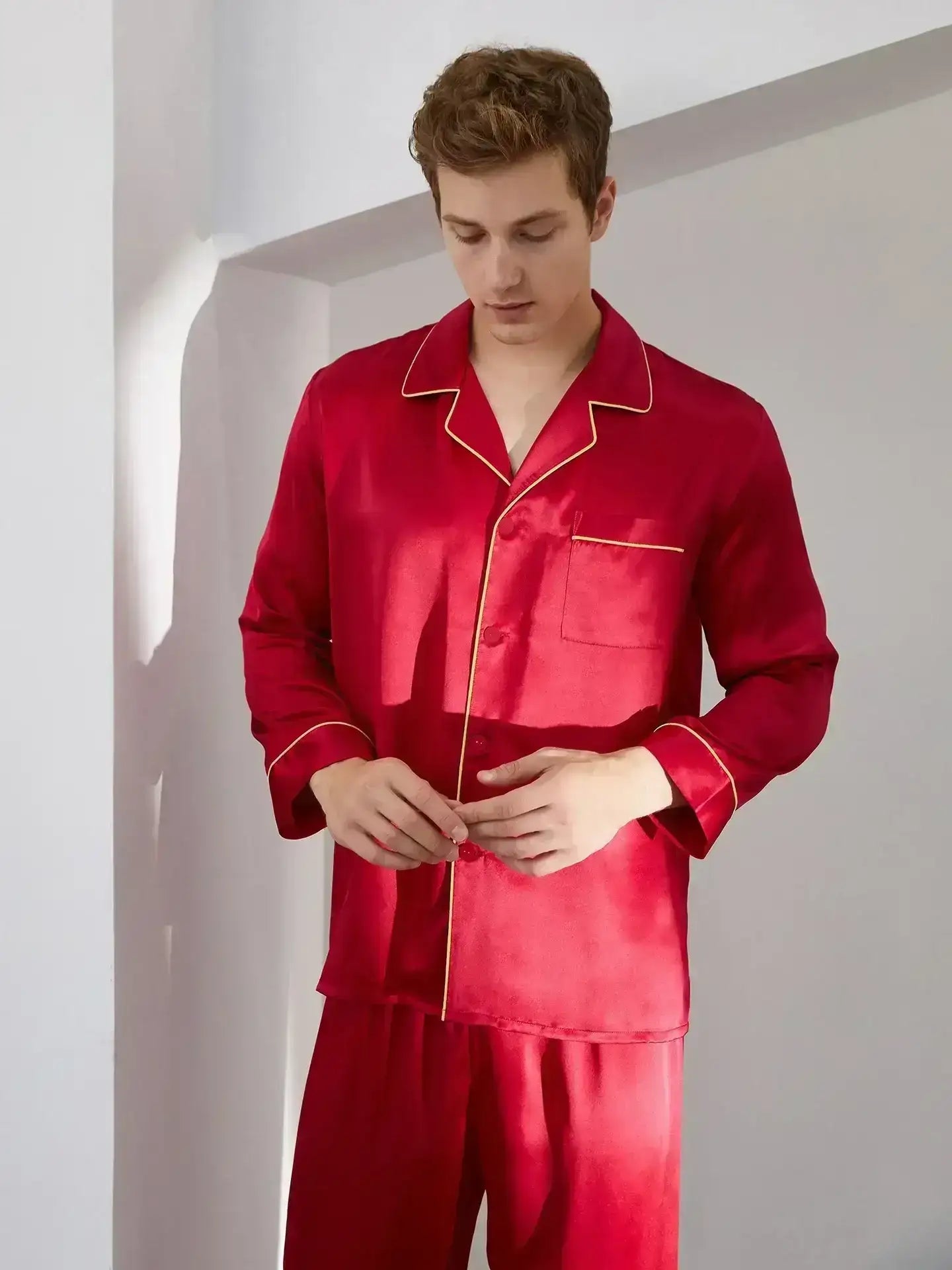 22 Momme Men's Heavy Long Sleeve Pants Suit - JANCESILK