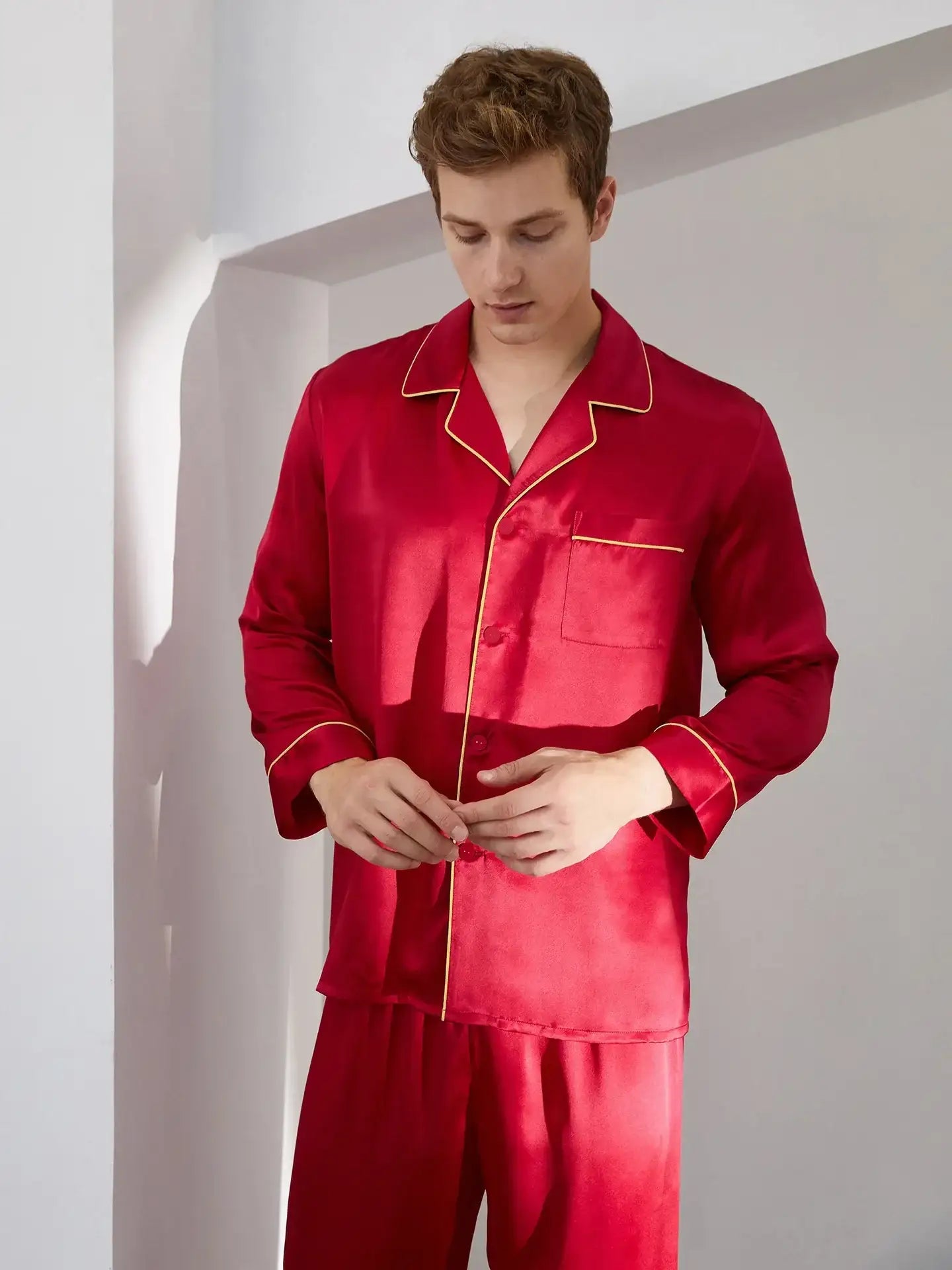 30 Momme Men's Heavyweight Long Sleeve Pants Set