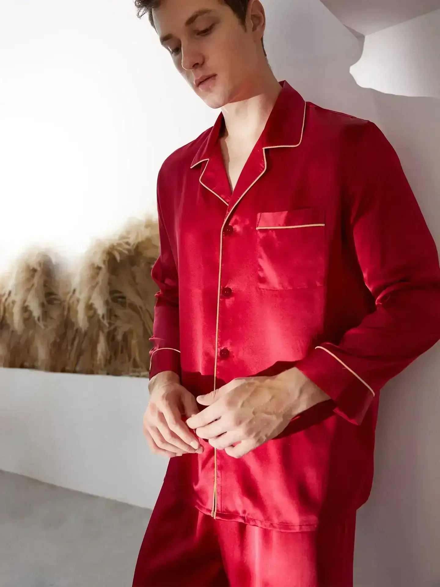 22 Momme Men's Heavy Long Sleeve Pants Suit - JANCESILK