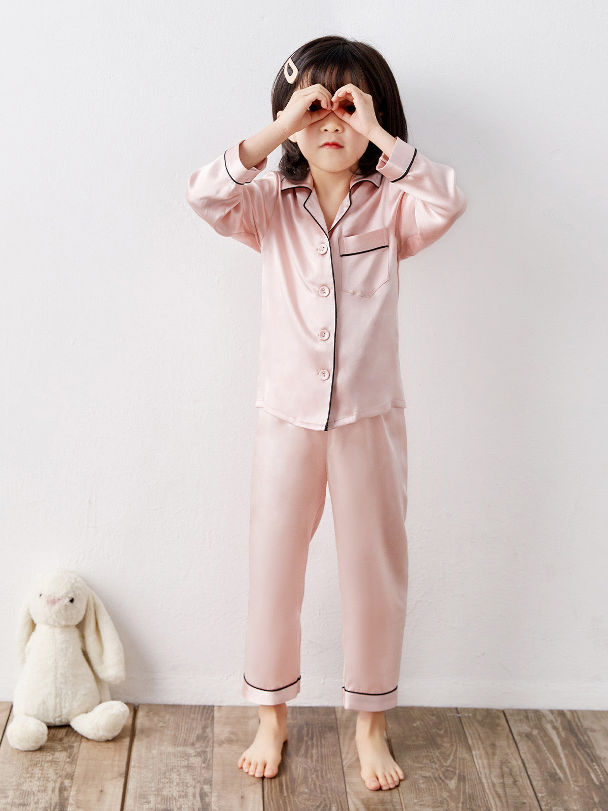 19 Momme children's silk long-sleeved trousers suit