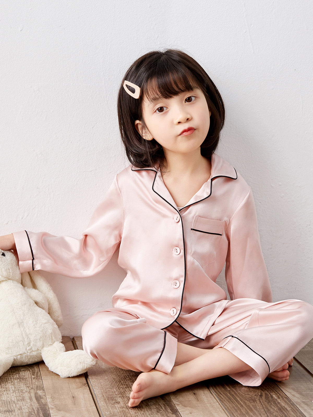 19 Momme children's silk long-sleeved trousers suit