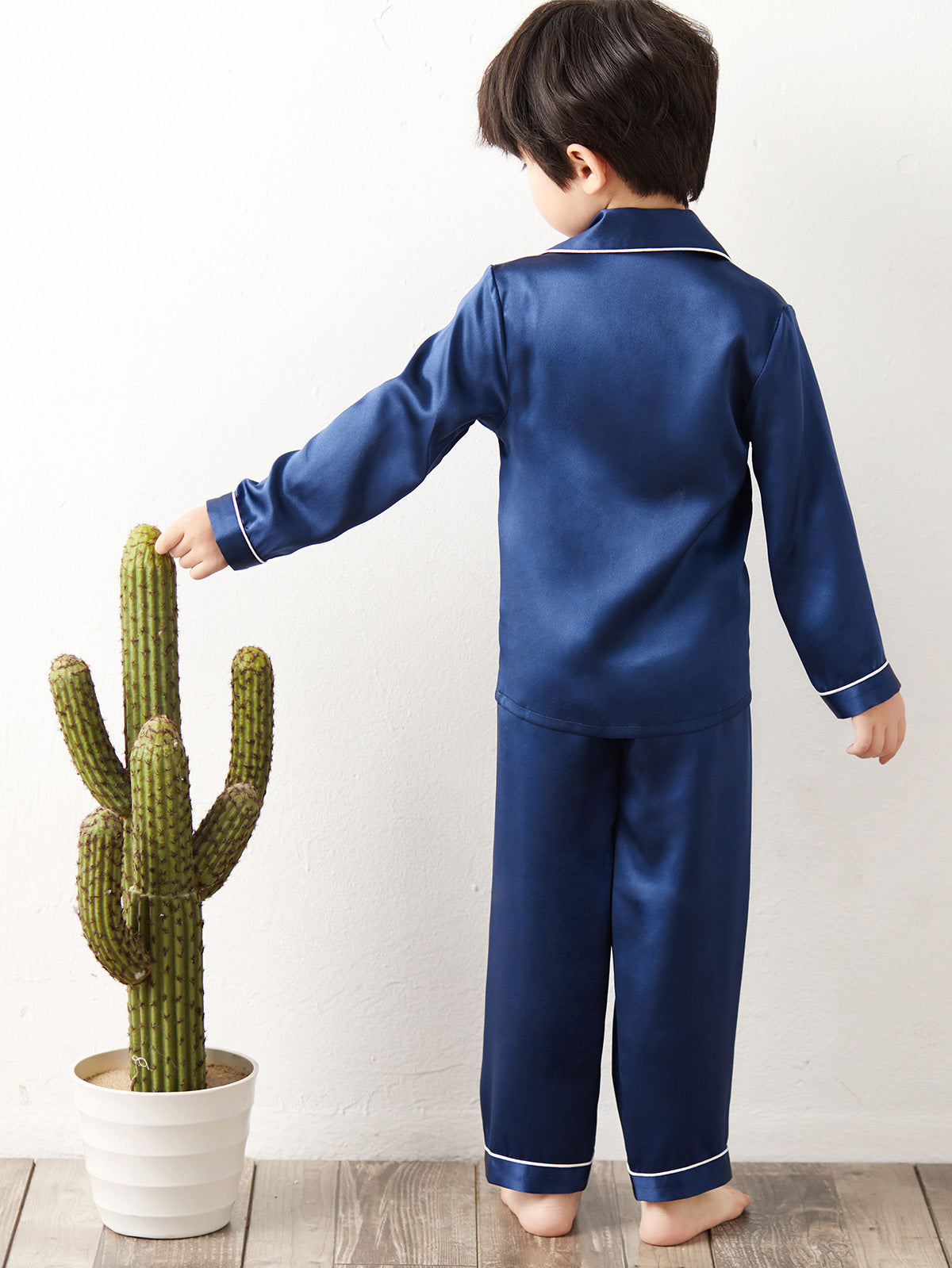 19 Momme children's silk long-sleeved trousers suit