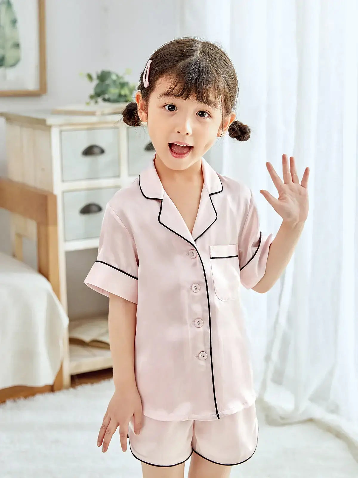 Children's silk short-sleeved shorts suit - JANCESILK