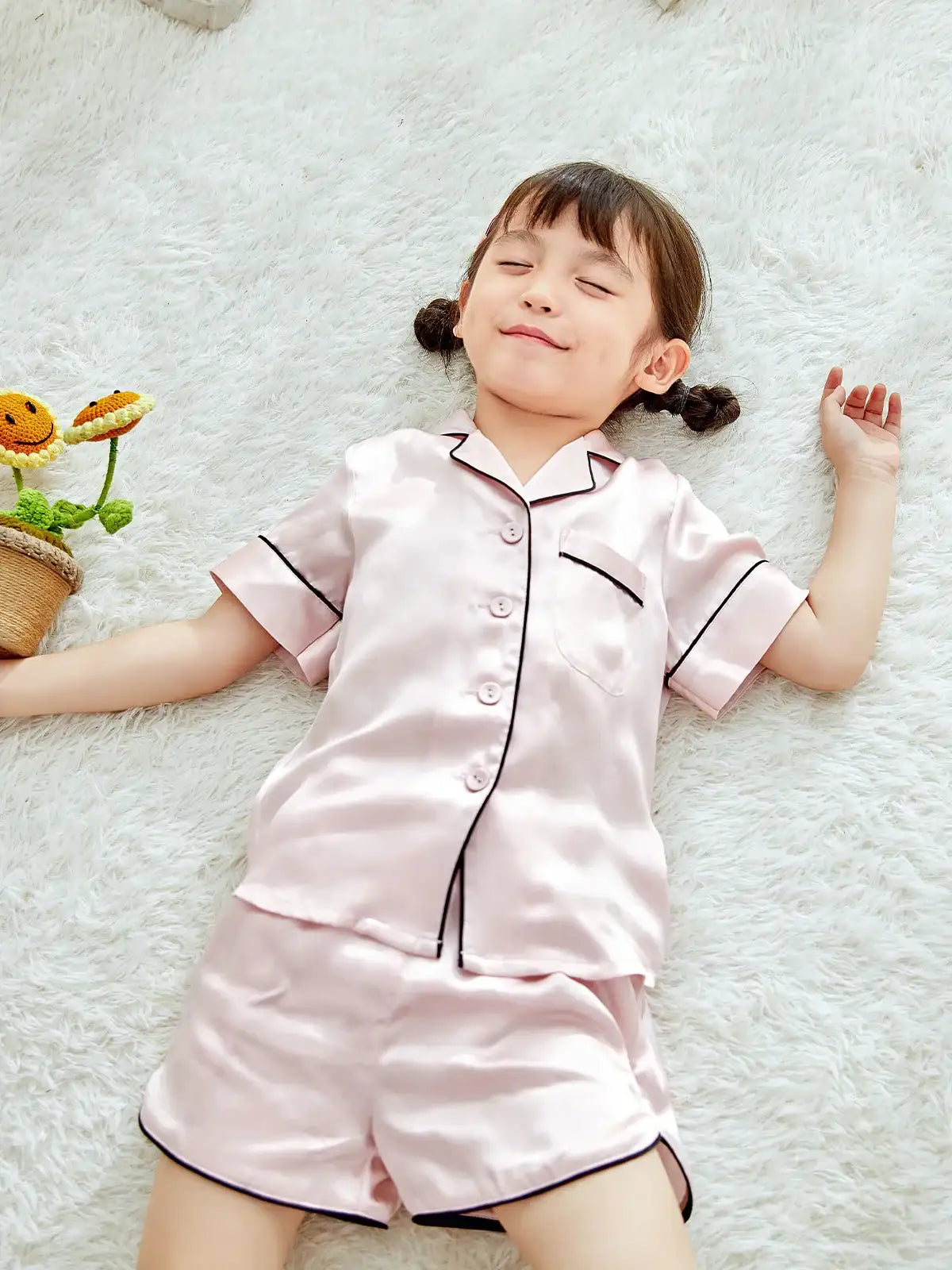 Children's silk short-sleeved shorts suit - JANCESILK