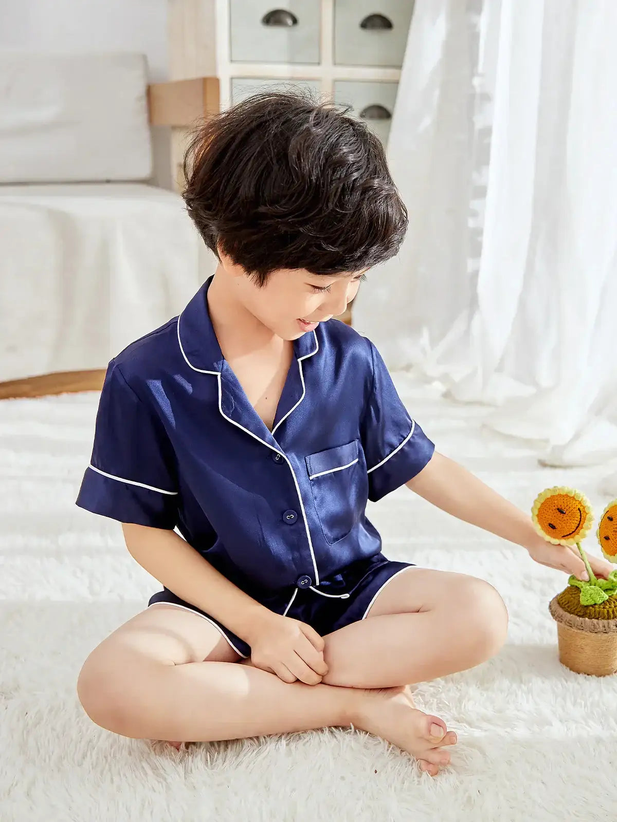 Children's silk short-sleeved shorts suit - JANCESILK