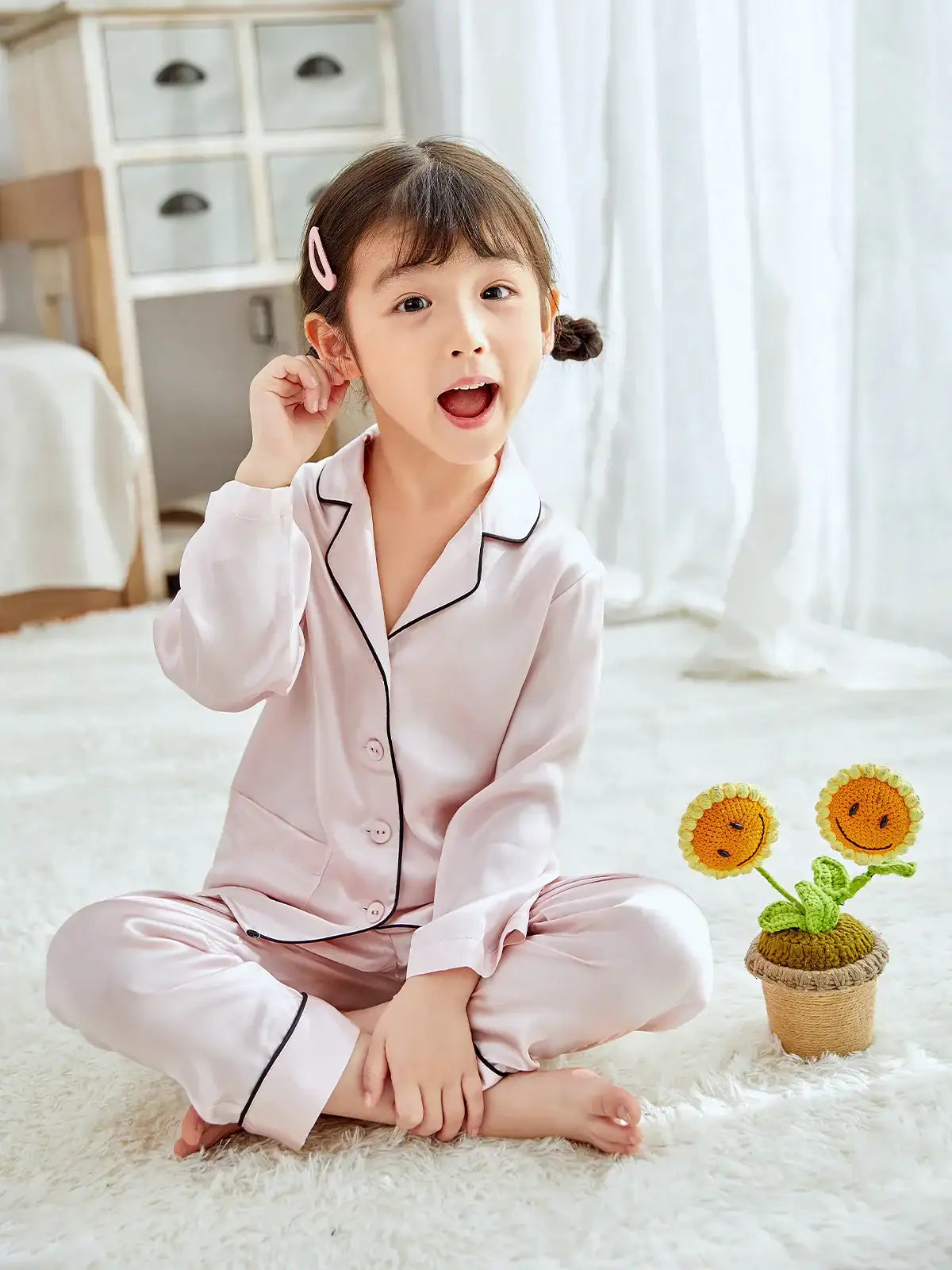 Children's silk long-sleeved trousers suit - JANCESILK