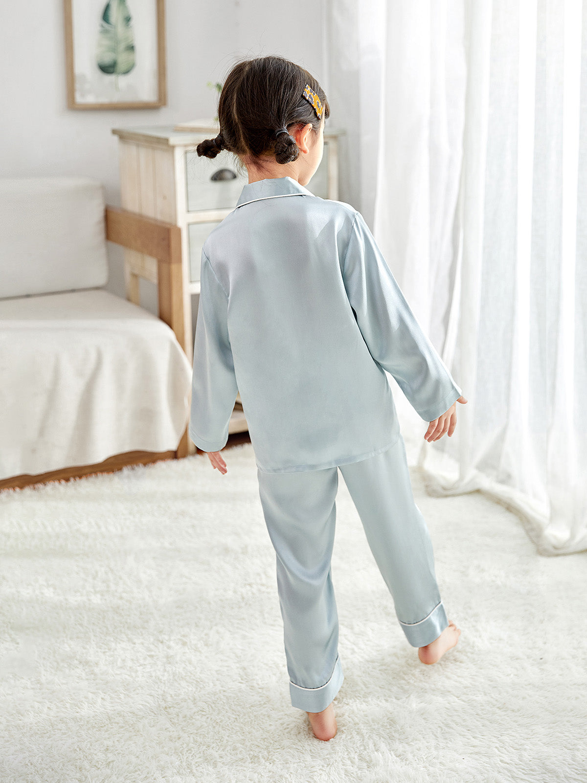 Children's silk long-sleeved trousers suit