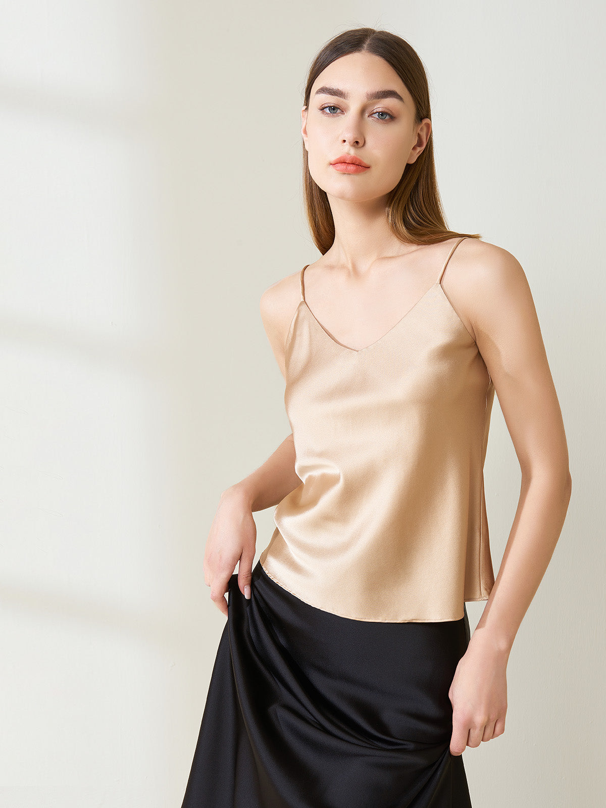 Silk stretch satin suspenders