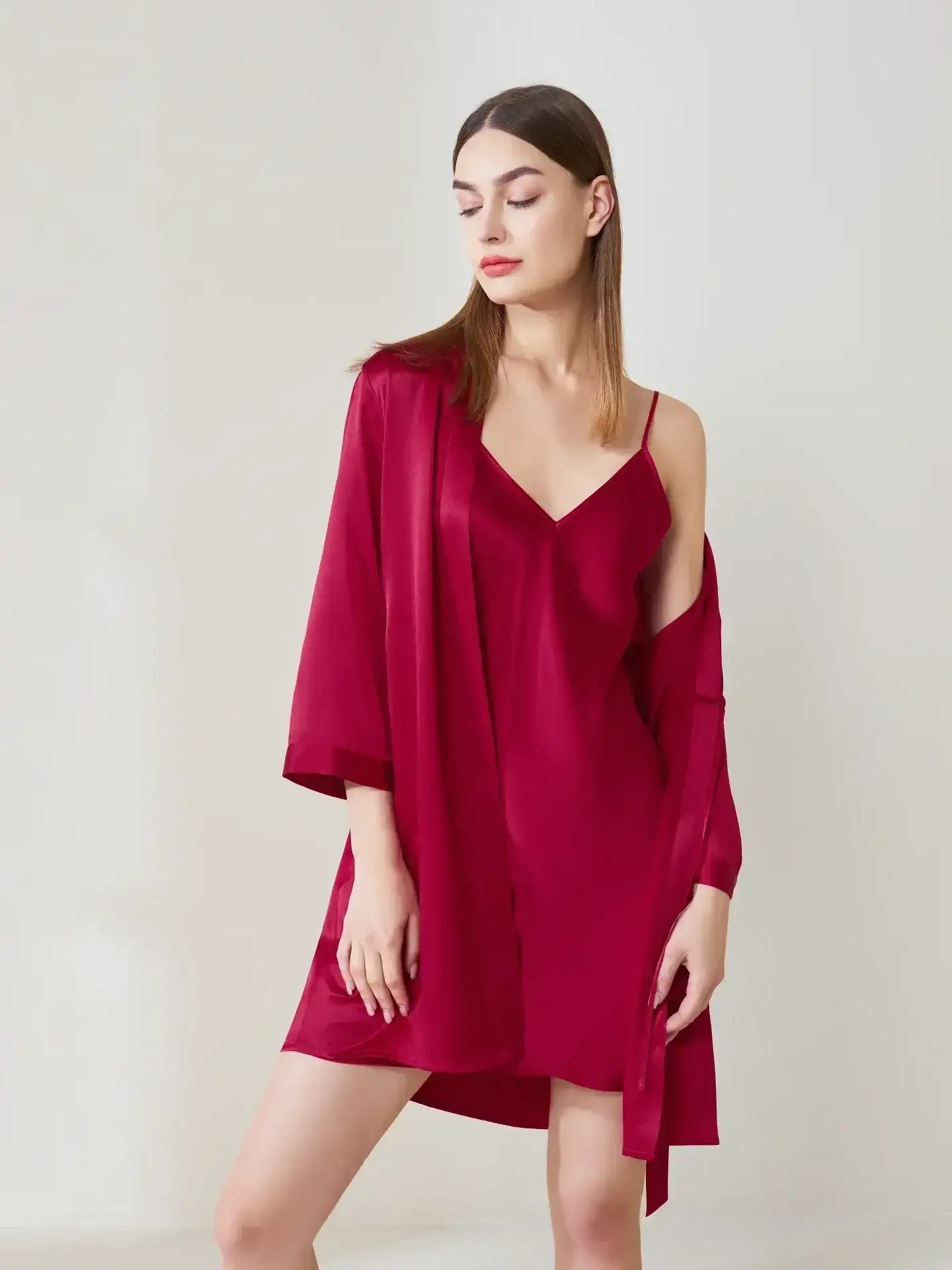 Silk Lounge Set ¨C Soft Camisole & Cozy Robe for Everyday Luxury - JANCESILK