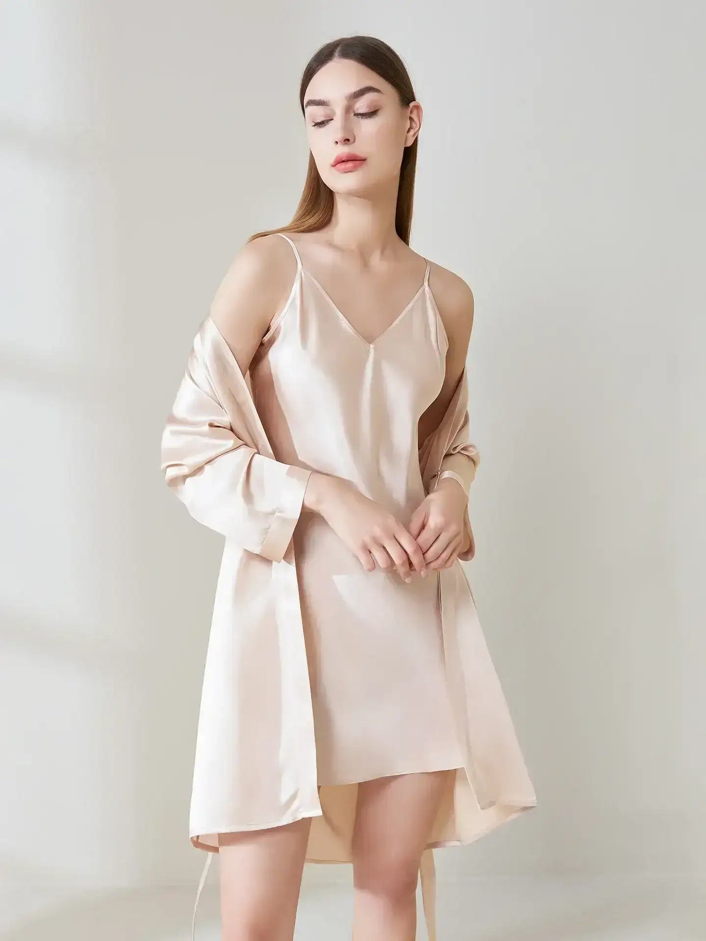 Silk Lounge Set ¨C Soft Camisole & Cozy Robe for Everyday Luxury - JANCESILK