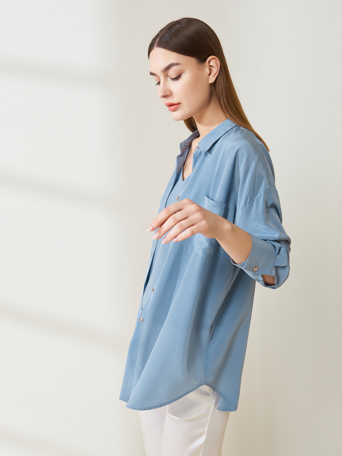 Versatile silk crepe de chine shirt