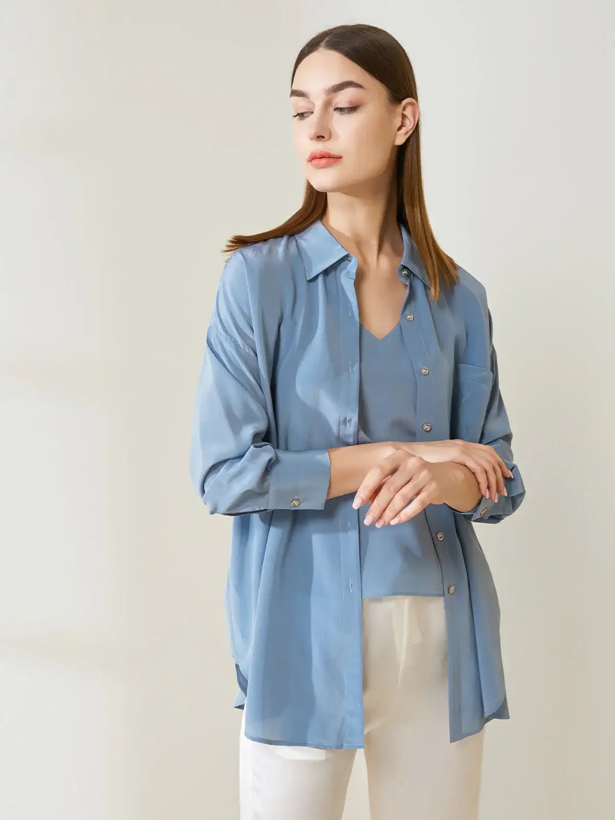 Versatile silk crepe de chine shirt - JANCESILK
