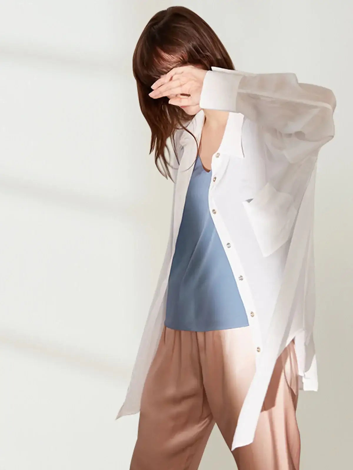 Versatile silk crepe de chine shirt #color_White