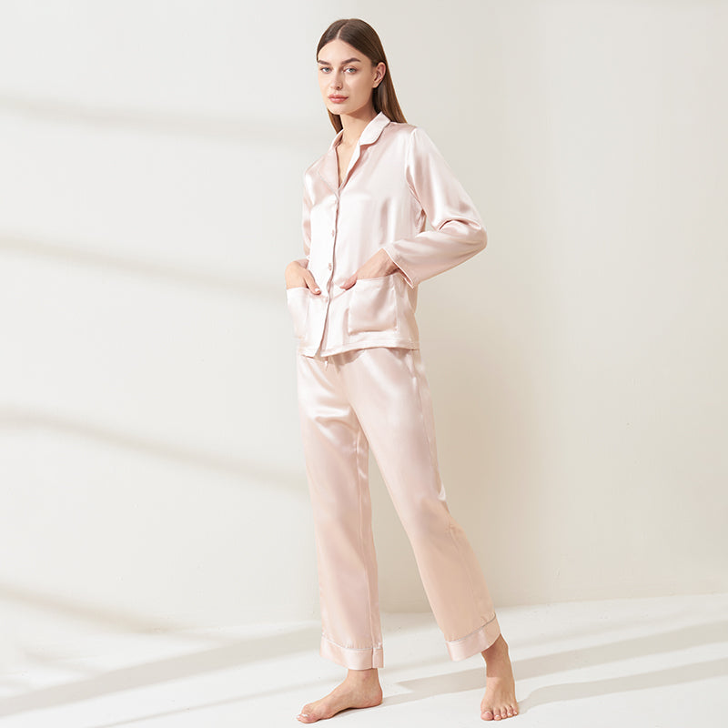 Heavyweight long-sleeved and long-pants silk suit