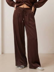 22 Momme Silk Wide Leg Pants #color_Chocolate