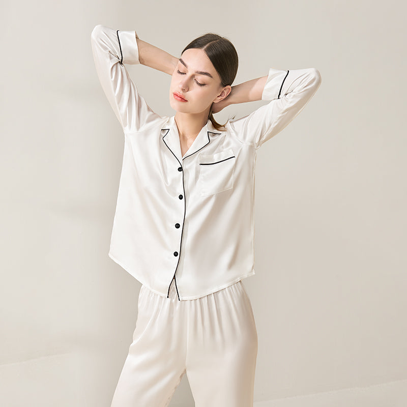 Classic Silk Long Sleeve Long Pants Pajama Set