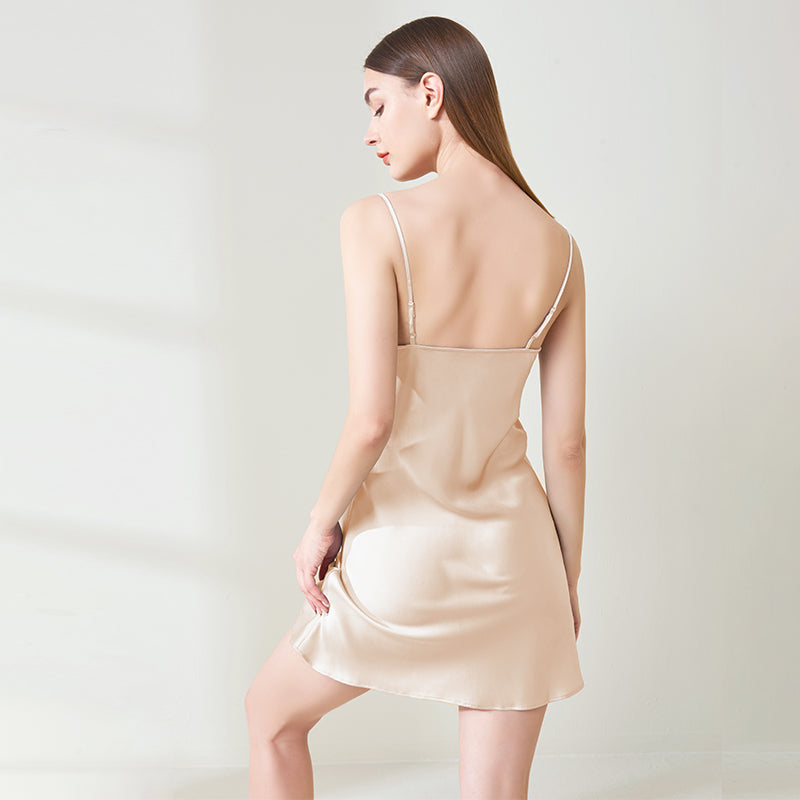 Silk pleated slip skirt