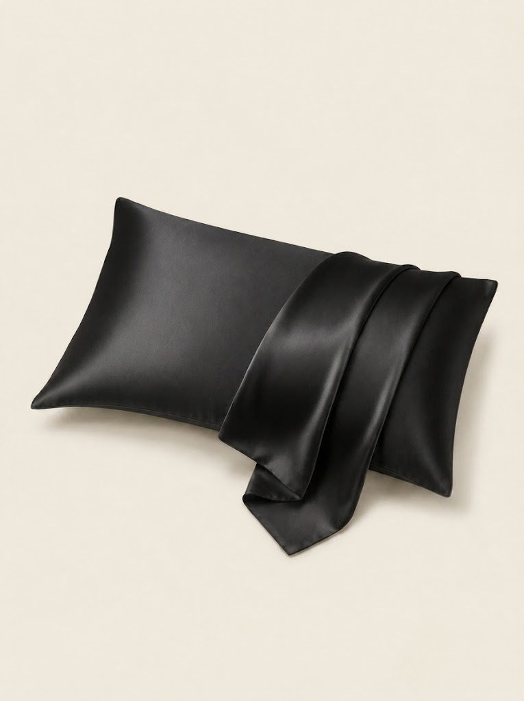 19Momme 100% Mulberry Silk Pillowcase#color_Black