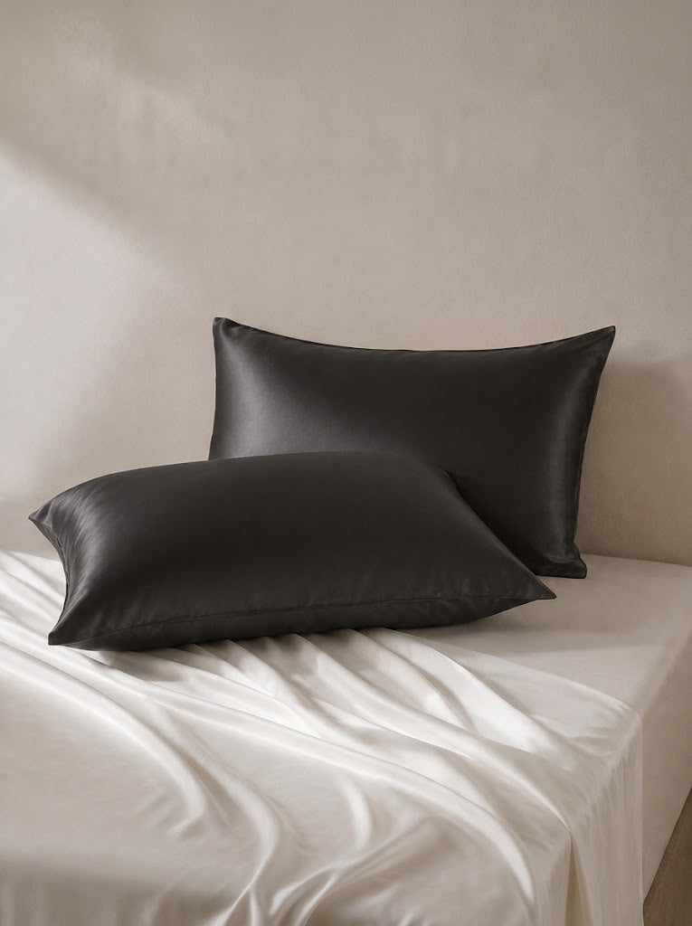 19Momme 100% Mulberry Silk Pillowcase#color_Black