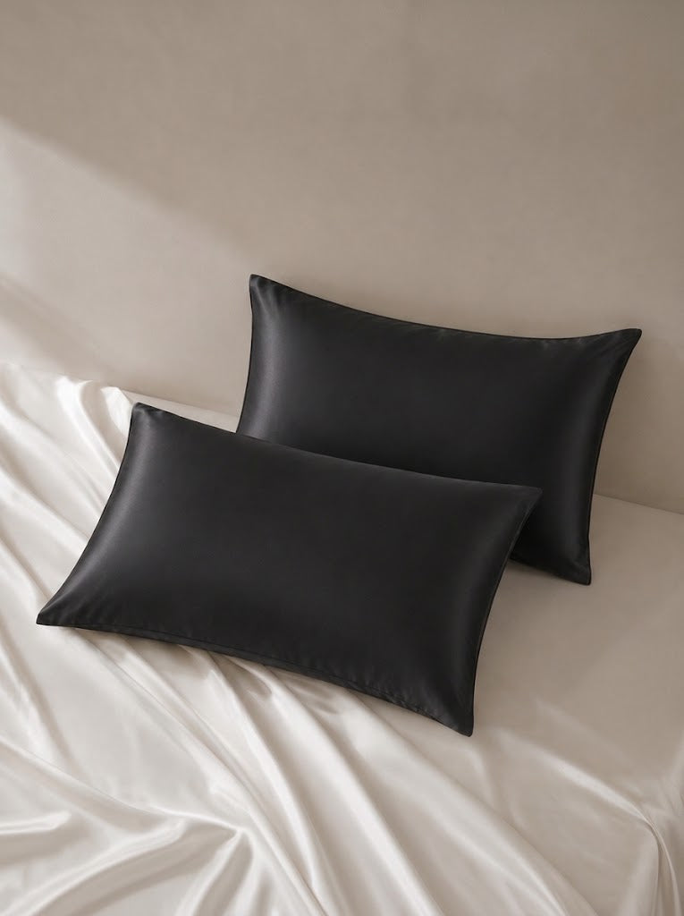 19Momme 100% Mulberry Silk Pillowcase#color_Black