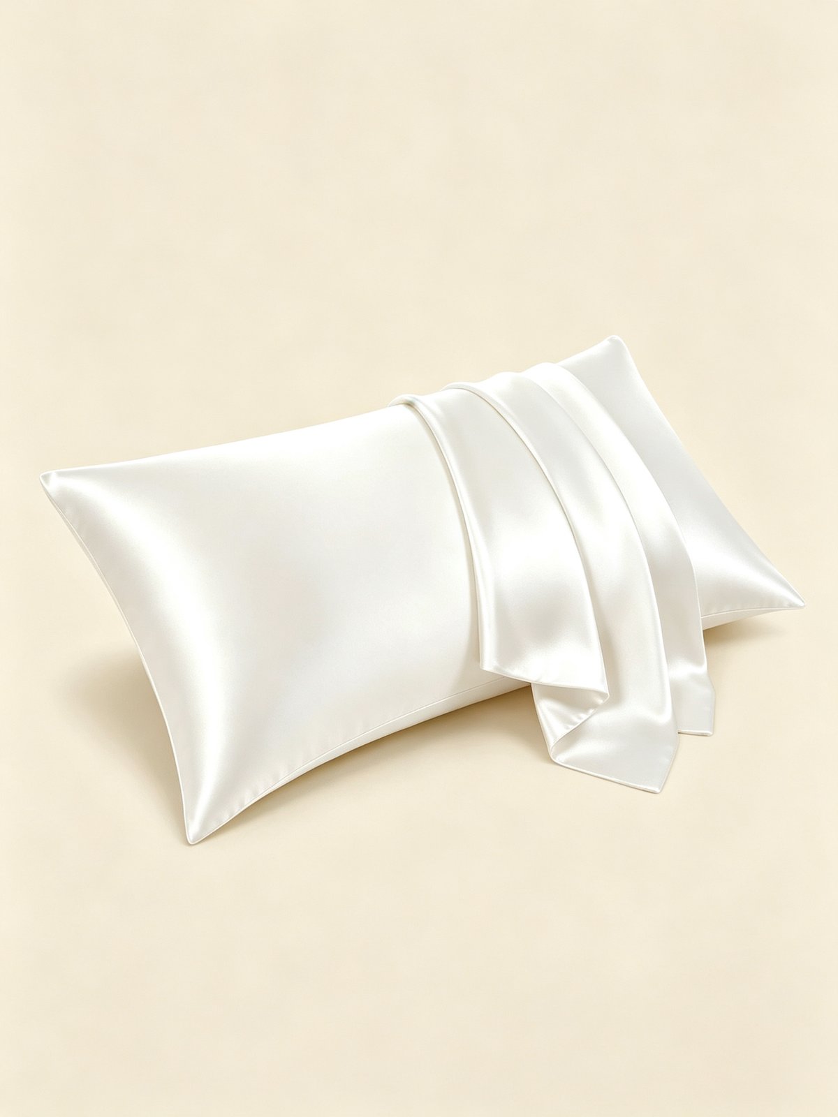 19Momme 100% Mulberry Silk Pillowcase#color_White