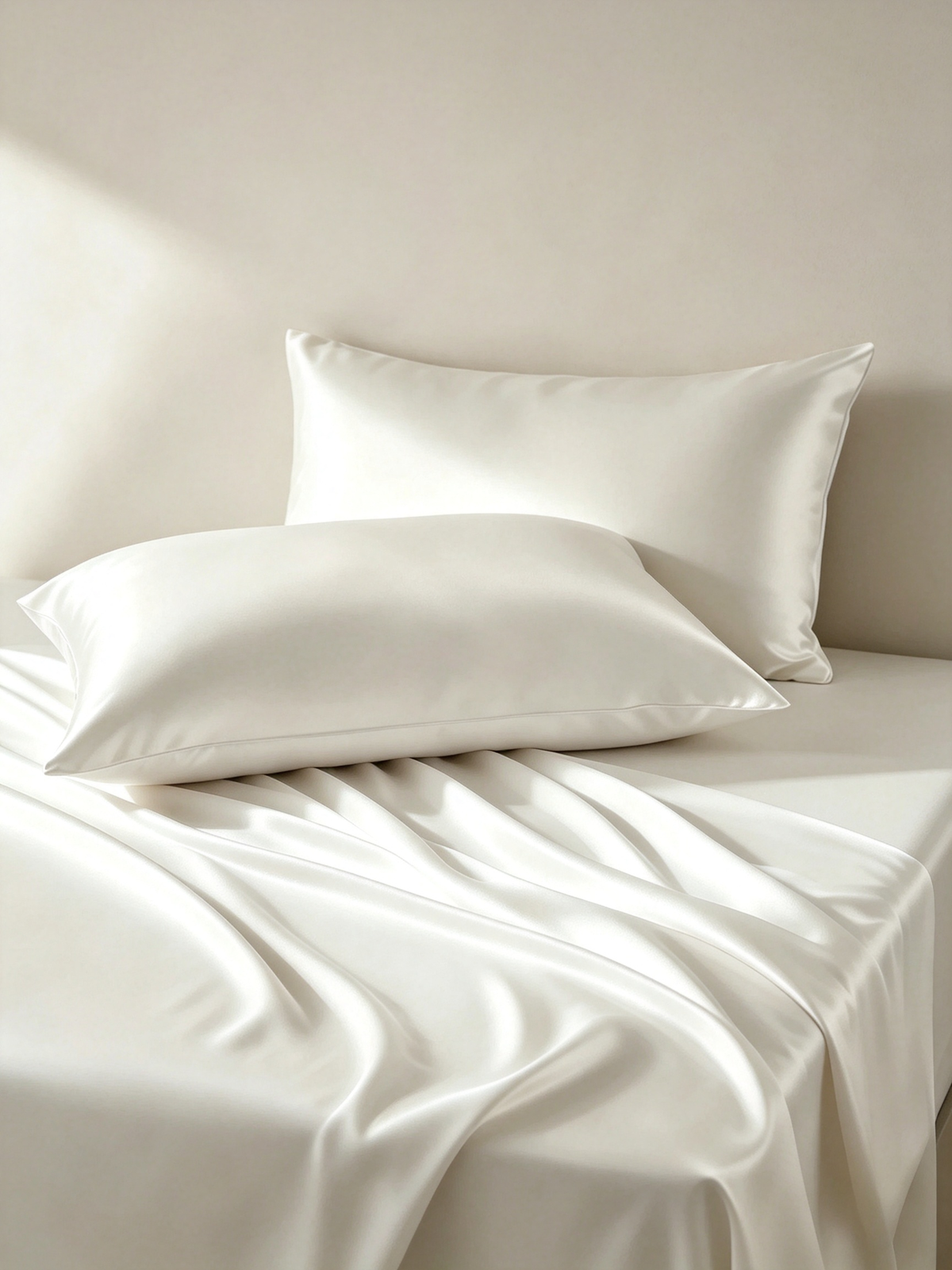 19Momme 100% Mulberry Silk Pillowcase#color_White