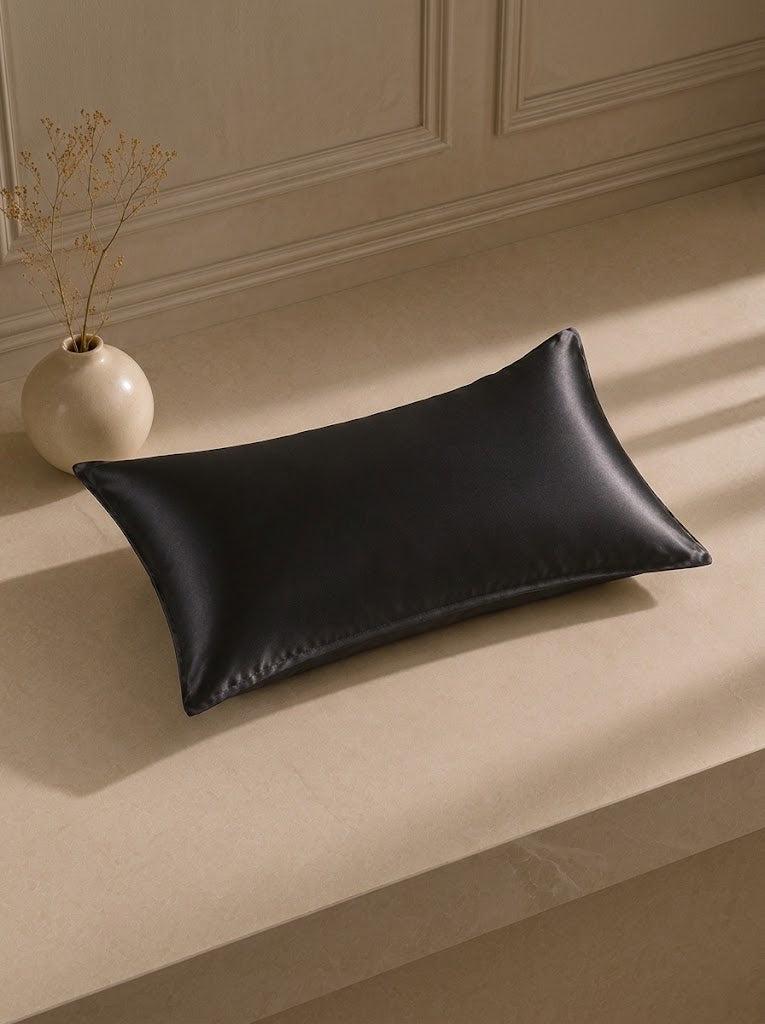 22Momme 100% Mulberry Silk Pillowcase#color_Black