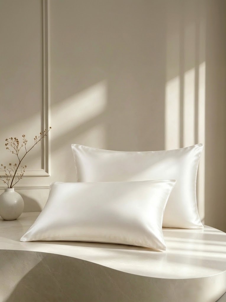 22Momme 100% Mulberry Silk Pillowcase#color_white