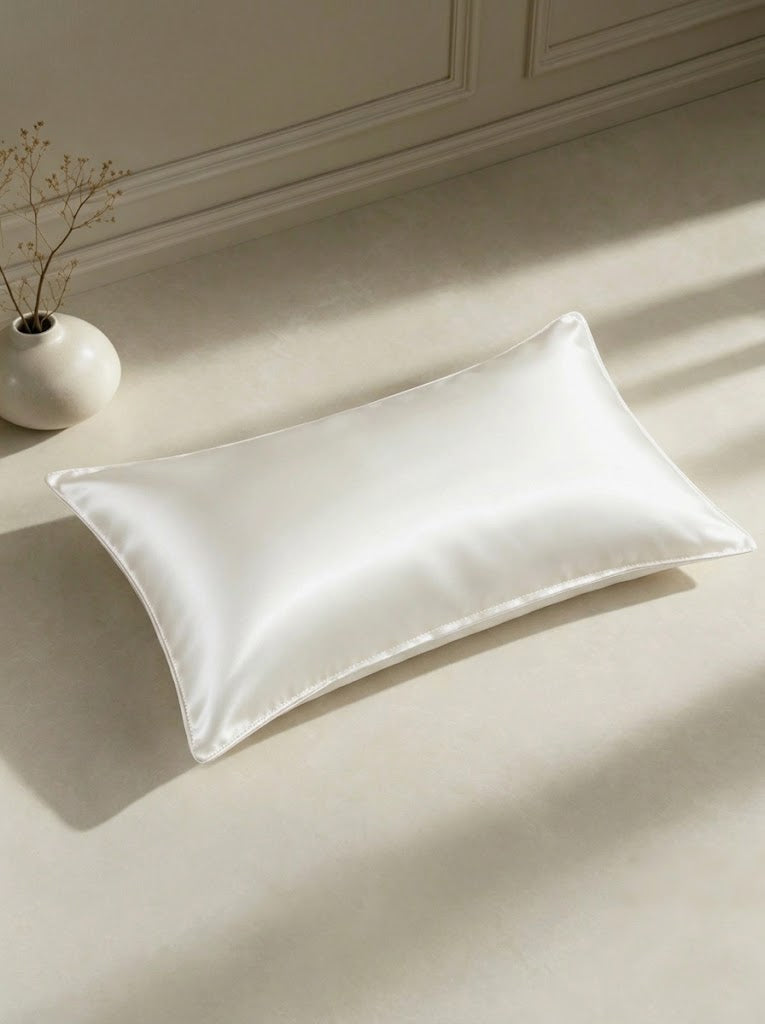 22Momme 100% Mulberry Silk Pillowcase#color_white