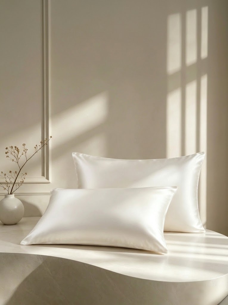 22Momme 100% Mulberry Silk Pillowcase#color_white