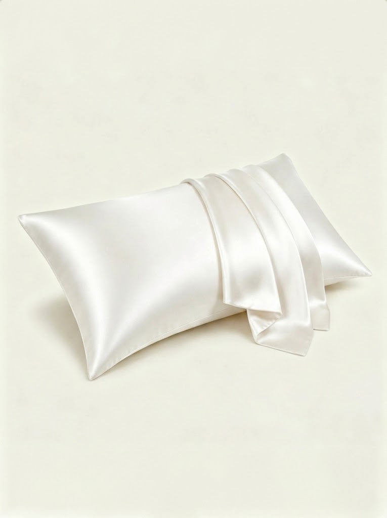 22Momme 100% Mulberry Silk Pillowcase#color_white