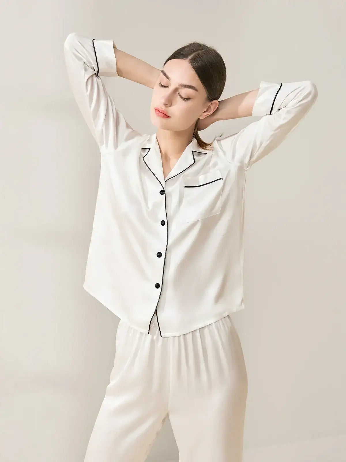 22 Momme Classic Silk Long Sleeve Long Pants Pajama Set