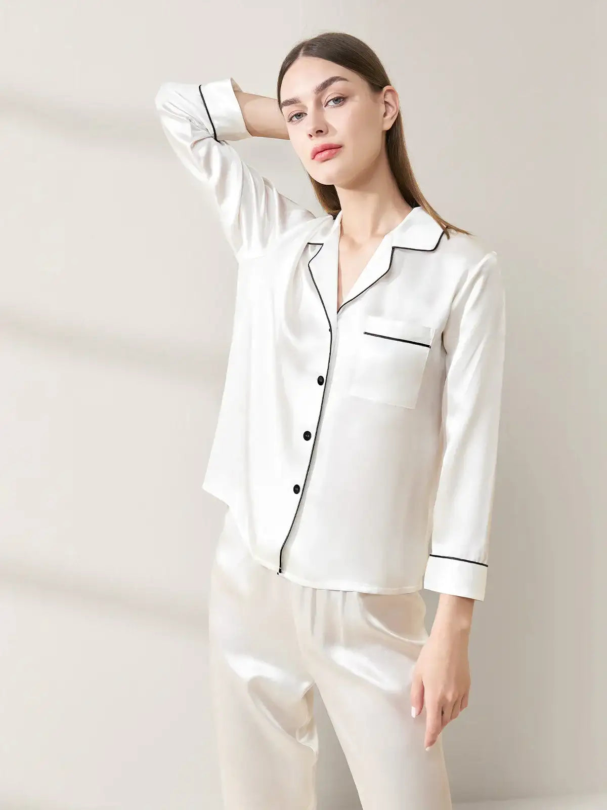 22 Momme Classic Silk Long Sleeve Long Pants Pajama Set