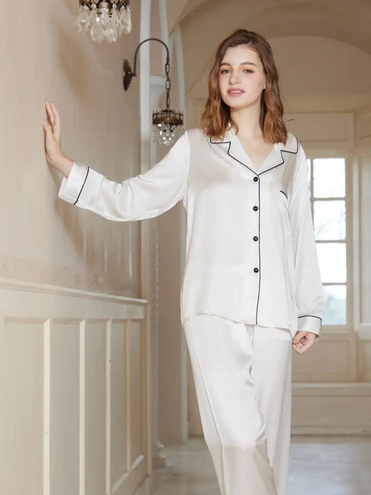 22 Momme Classic Silk Long Sleeve Long Pants Pajama Set