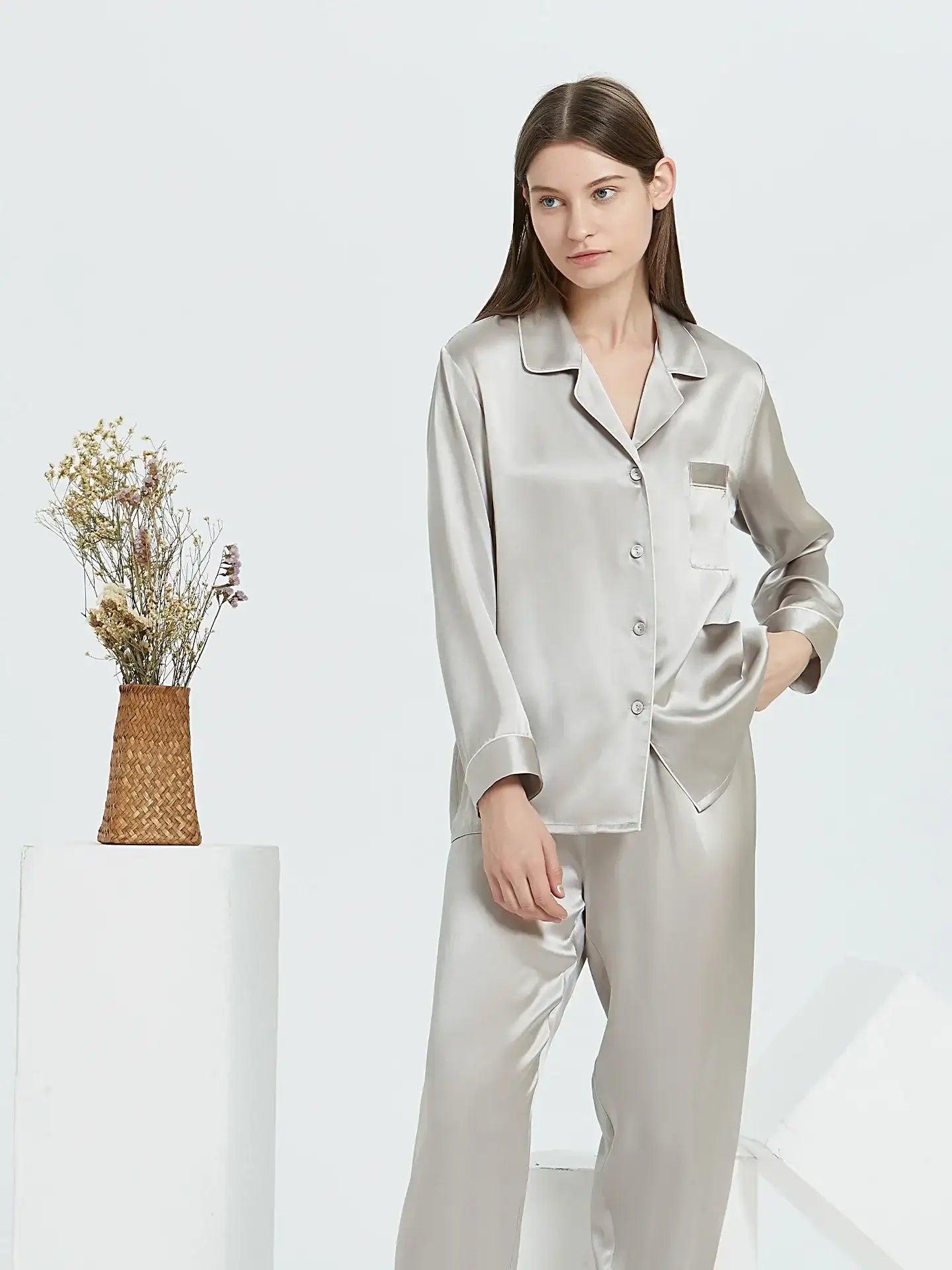 Classic Silk Long Sleeve Long Pants Pajama Set